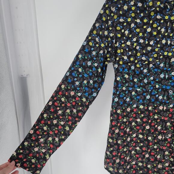 Equipment Black Multi Spectrum Floral Print Slim Signature Blouse XS - Picture 4 of 12